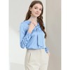 Allegra K Women's Satin Tie Neck Long Sleeve Solid Color Elegant Office Shirt - 3 of 4