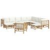 vidaXL Patio Furniture Set - 12-Piece Bamboo Lounge Set with Loveseat and Cream White Cushions - Outdoor Garden Patio Deck - 3 of 4