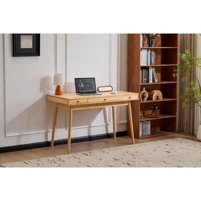 Fch Natural Wood Color Solid Wood 120 * 60 * 76Cm Three-Draw 1Pcs Computer Desk