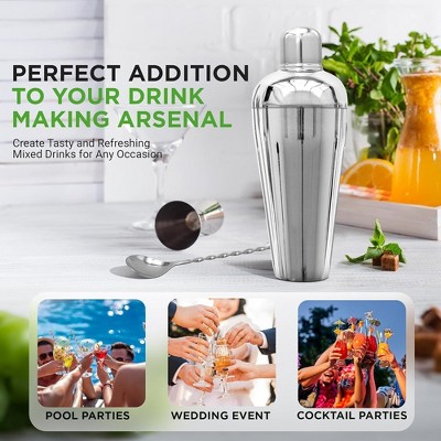 NutriChef 7-Piece Stainless Steel Bartender Set with Jigger and Muddler