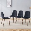 MAYEERTY Luxury Simple Dining Chairs Set of 4 - Black Linen-Cotton, Walnut Metal Legs, Fits Diverse Decor - 2 of 4
