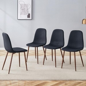 PAGED Modern Dining Chairs Set of 4, High Resilience Linen-Cotton Kitchen Chairs with Metal Legs for Dining Room - 1 of 4