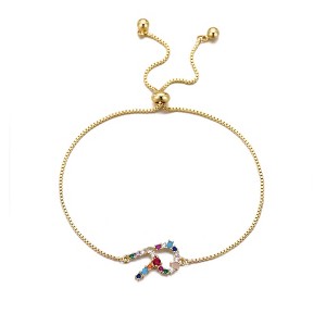 Adornia 14k Gold Plated Multi Color Stone Initial Bolo Bracelet - 1 of 1