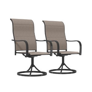 Mondawe 2-Piece Outdoor Patio Swivel Rocking Dining Chairs,High Back Support 360°Rotating Iron Textilene Dining Swivel Chairs (Set of 2) - 1 of 4