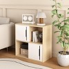 ORRD Modern Storage Cabinet with Sliding Doors, 2-Tier Scandinavian Organizer with Open & Closed Shelves for Living Room, White - 3 of 4