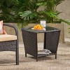Vynxaria Outdoor  SIDE TABLE AS ORIGINAL W/GLASS TOP All Weather small Coffee Table for Garden Yard Patio Deck Balcony Shed Front Porch - 2 of 4