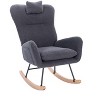 Racxily Teddy Upholstered Nursery Rocking Chair: Soft Thick Sponge Teddy Upholstered Rocking Chair for Living Room & Bedroom, Ergonomic Curved Back - 3 of 4