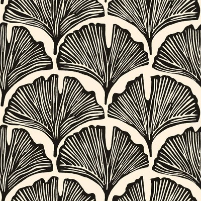 Tempaper Novo Gratz Feather Palm Zebra Black Peel and Stick Wallpaper