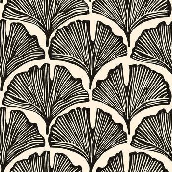 Tempaper Novo Gratz Feather Palm Zebra Black Peel and Stick Wallpaper