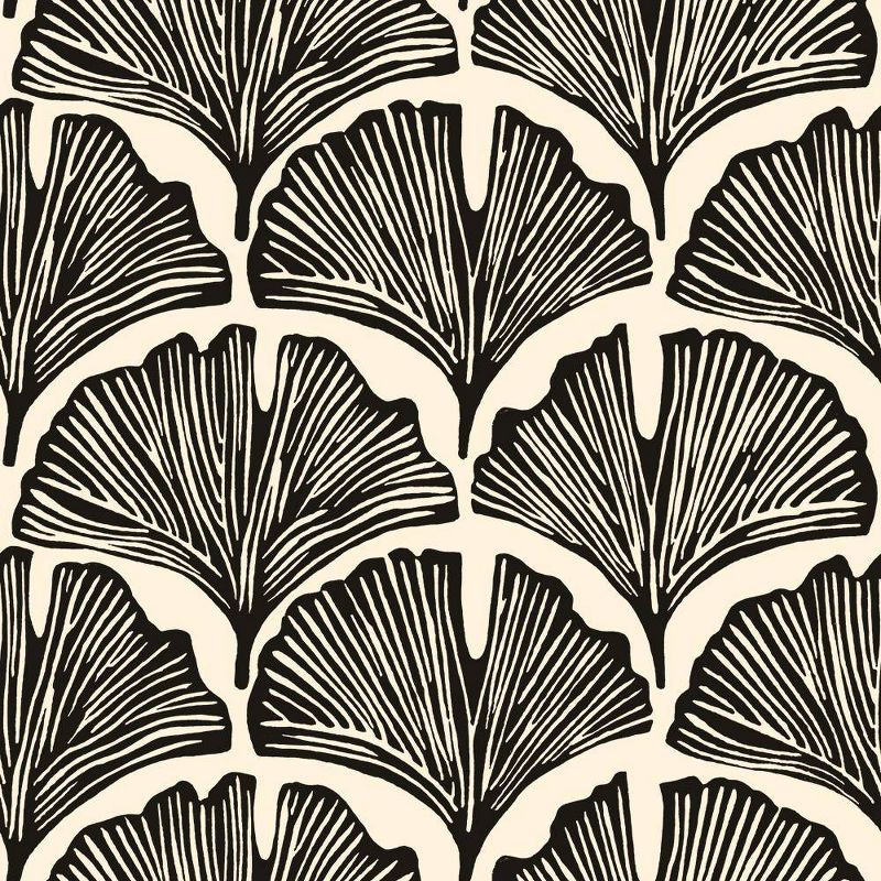 Tempaper Novo Gratz Feather Palm Zebra Black Peel and Stick Wallpaper, 1 of 9