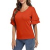 Womens V Neck Tunic Blouse Tiered Short Sleeves Loose Fit Summer Top Shirts - 2 of 3