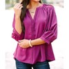 Women's Ruffle V-Neck Blouse with Braided Hem - entro - 2 of 4