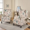 Christopher Knight Home Set of 2 Wescott Contemporary Fabric Recliners Light Beige with Blue Floral/Dark Brown : Upholstered Wingback Accent Chairs - 2 of 4