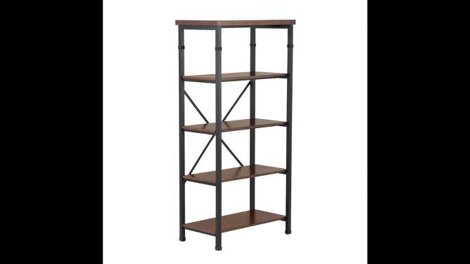 54&#34; Austin Industrial Bookshelf Metal Wide Bookcase Brown - Linon, 2 of 11, play video