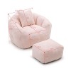 Oversized Faux Fur Bean Bag Chair with Footstool, Filled with Foam Large Shell Shaped Sofa for Adults and Kids-Baofuwish - 4 of 4