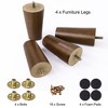 Unique Bargains Wood Furniture Sofa Dresser Legs Round Mid-Century Modern Replacement Feet Set of 4 - 4 of 4