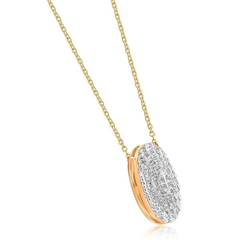 Pompeii3 .85Ct Oval Diamond Halo Pendant Women's Yellow Gold Necklace 14mm Tall Lab Created, 2 of 5