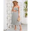 Clearlove Womens Spaghetti Strap Maxi Dress Ruffle High Waist Backless Floral Boho Pleated Beach Dress for Photoshoot - 4 of 4