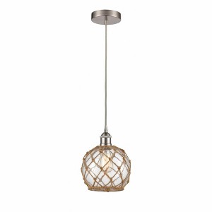 Farmhouse Rope - 1 Light Cord Hung Mini Pendant In Industrial Style-10.75 Inches Tall and 8 Inches Wide - 1 of 1