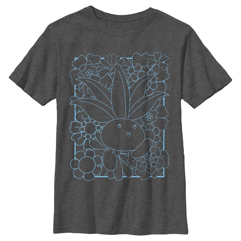 Boy's Pokemon Oddish Outline T-Shirt, 1 of 6