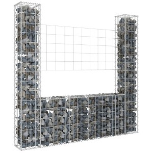 vidaXL U-shape Gabion Basket with 2 Posts Iron 55.1"x7.9"x59.1" - 1 of 4