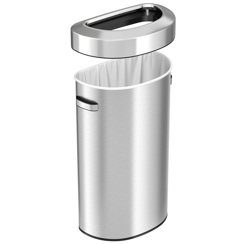 iTouchless Open Top Kitchen Trash Can 23 Gallon Semi-Round Silver Stainless Steel, 3 of 7