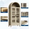 Arched Kitchen Pantry Cabinet, Farmhouse Kitchen Storage Cabinets with LED Lights, Bookcase with Open & Adjustable Shelves, for Dining Room, Kitchen - 3 of 4