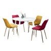 NicBex Contemporary 3-Piece Dining Set, White Round Dining Table with 2 Velvet Chairs (Gold-Plated Legs) for Living Room - 2 of 4
