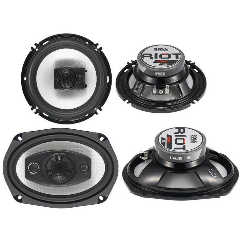 Boss Riot R94 6x9-Inch 500 Watt 4-Way Car Speaker and Boss R63 6.5-Inch 300 Watt 3-Way Coaxial Car Audio Speakers, 1 of 7