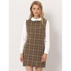 Allegra K Women's Contrast Peter Pan Collar Long Sleeve Above Knee Shift Plaid Dress - 3 of 4
