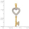 Black Bow Jewelry 14k Yellow Gold and White Rhodium Heart Key Pendant, 12mm - 3 of 4