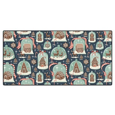 Heather Dutton Gingerbread Village Blue Desk Mat -Deny Designs