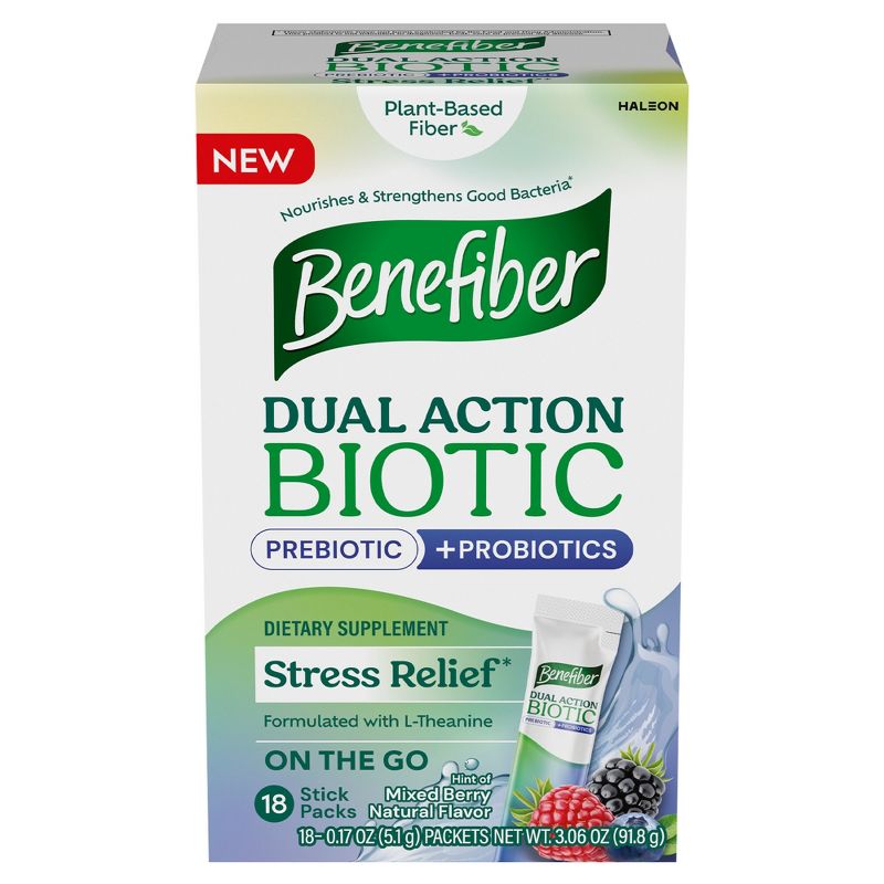 Benefiber Dual Action Plus Stress Relief Stick Packs  - 18ct, 1 of 9