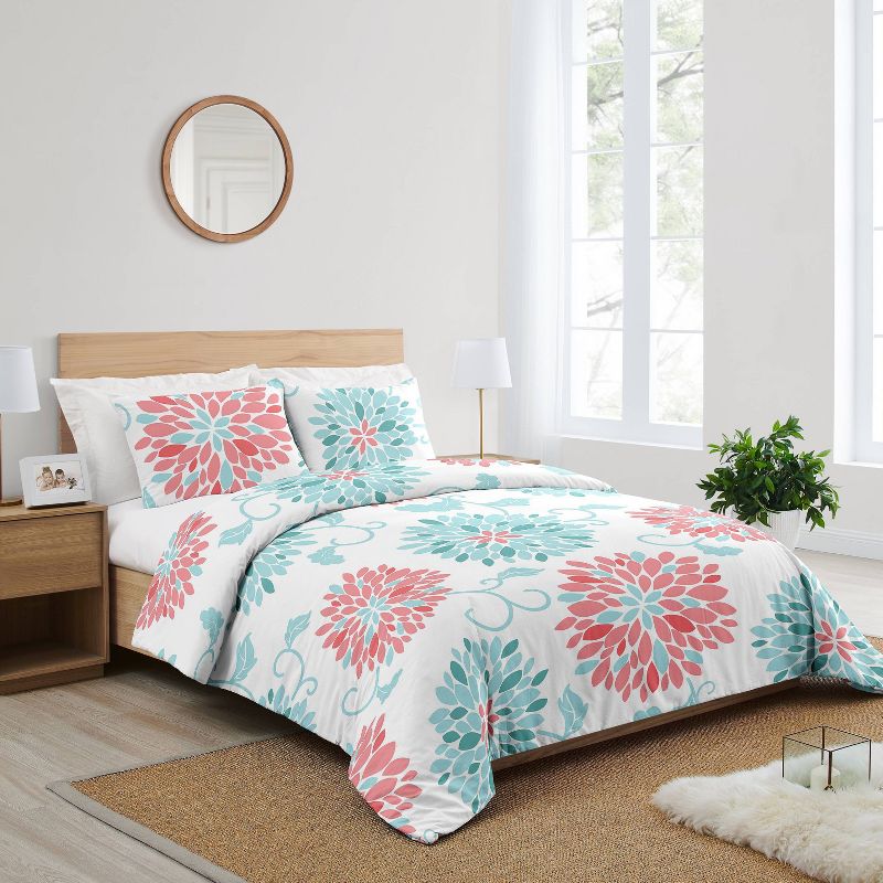 3pc Emma Full/Queen Kids&#39; Comforter Bedding Set Coral and Turquoise - Sweet Jojo Designs, 3 of 8