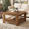 Lantine 2-Tier Solid Wood Coffee Table, 31.5" Square Farmhouse Center Table Tea Cocktail Table for Living Room, Small Space - 2 of 4