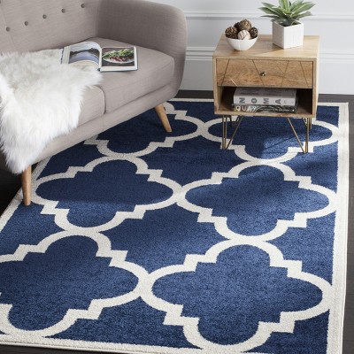 Gray Geometric 7' Square Reversible Synthetic Rug