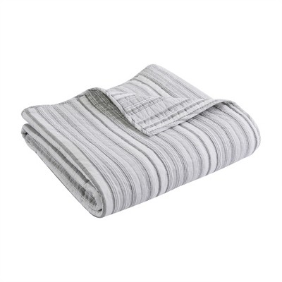Bondi 50x60in Grey and White Cotton Quilted Throw