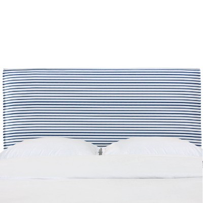 Skyline Furniture French Seam Slipcover Headboard in Nautical Stripe Navy