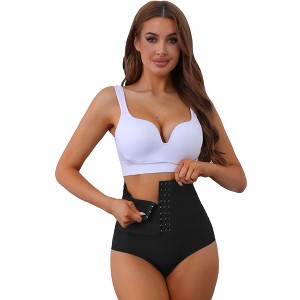 Allegra K Women's Flatten Tummy High Waist Bottom Lifting Control Panties with Hooks Closure - 1 of 4