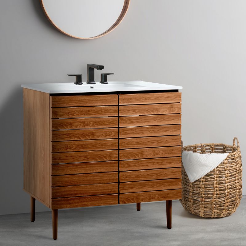 JONATHAN Y VAN1000 Aubert 20 in. W x 18 in. D x 33 in. H Thick Linear Slat Modern 2-Shelf Bath Vanity Cabinet Only (Sink Basin not Included), 2 of 9
