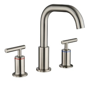 CLIHOME 8 in. Widespread 2-Handle Bathroom Faucet with Valve Water Supply Lines - 1 of 4