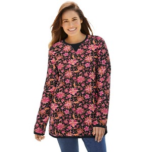 Woman Within Plus Size Waffle Thermal Sweatshirt - 1 of 4