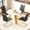 4-Piece Dining Set with Sintered Stone Tabletop and Dining Chairs with Golden Metal Leg - 3 of 4