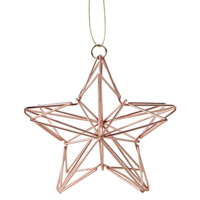 Northlight 4.5" Rose Gold Geometric Wire Star Christmas Ornament, 1 of 3