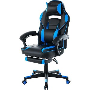 Coucheta Gaming Chair with Massage Lumbar Support Collection - Height Adjustable Footrest, Swivel Seat & Headrest, Multiple Color Options - 1 of 4