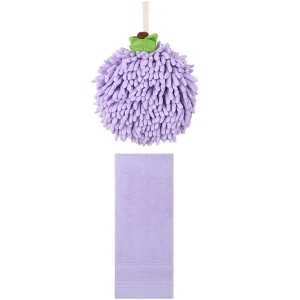 REGALWOVEN Solid Soft Absorbent Hand Towels for Bathroom Kitchen 14" x 30"/6" x 6" 2 Pcs - 1 of 4
