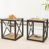 Modern Industrial End Table - Rustic Wood Grain MDF & Tempered Glass, 3-Tier Nightstand for Bedroom, Living Room - 3 of 4