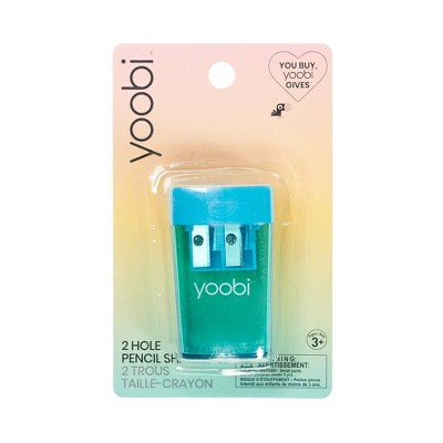 Two Hole Pencil Sharpener Aqua - Yoobi™: Handheld, Non-Powered, Kids' Stationery, Metal & Plastic, with Cover