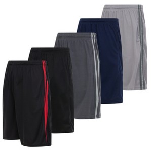 Mens Moisture Wicking Athletic Basketball & Gym Workout Shorts with Pockets Multipack, Up to 3XL, Pack of 5 - 1 of 4