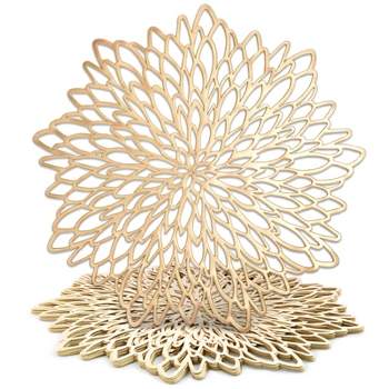 Juvale Juvale 10-Pack Gold Vinyl Placemats - Round Leaf Design Table Chargers for Fall Dining Table Settings (14.4 In)